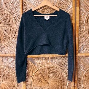 Charcoal Gray BDG Urban Outfitters V-Neck Cropped Sweater SZ XS